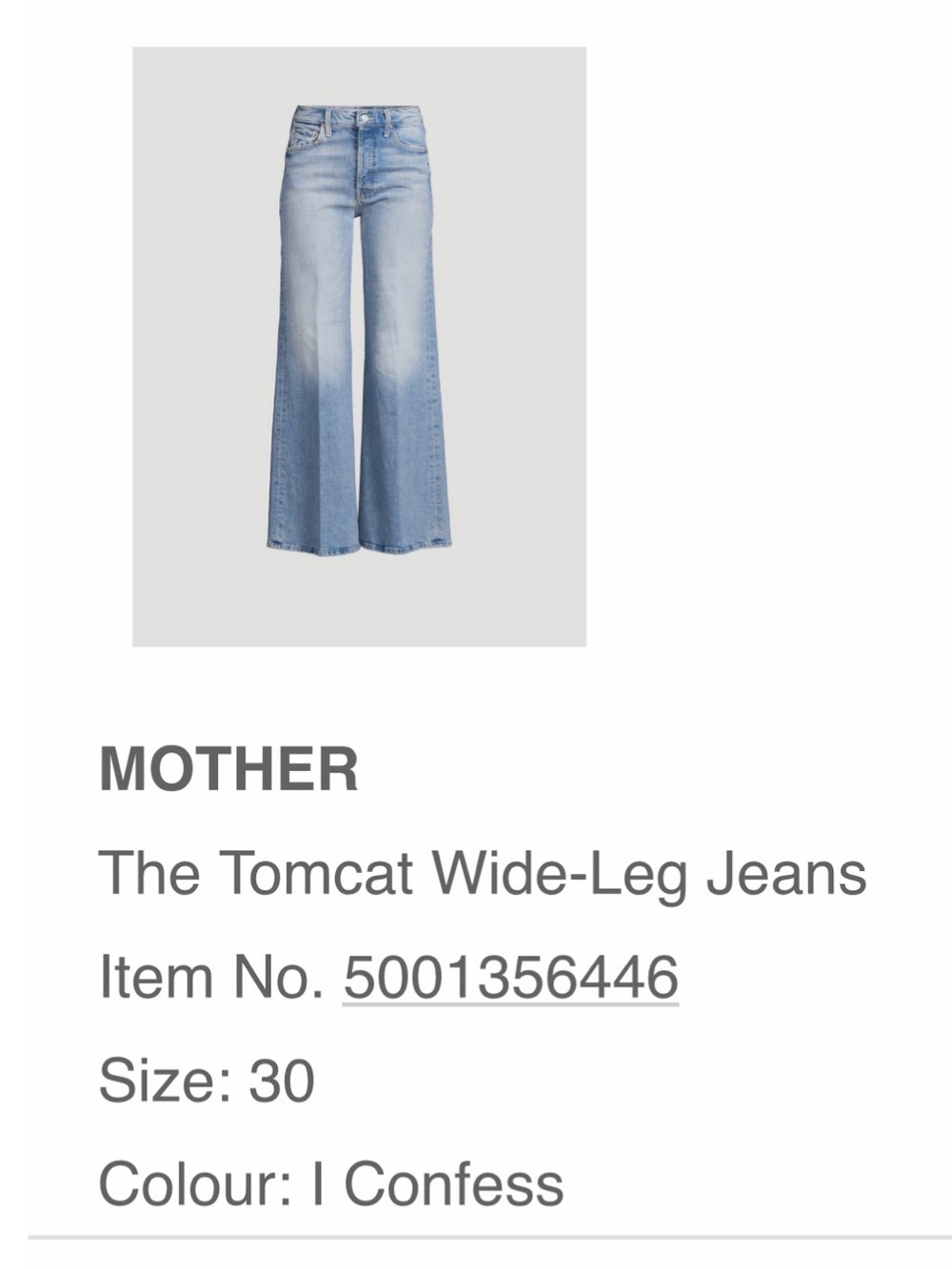 MOTHER Wide-Leg Jeans in Light Blue Faded Wash